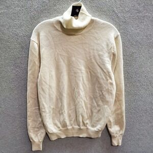 Suitsupply Women Sweater XL Ivory 100% Merino Wool‎ Turtleneck Long Sleeve